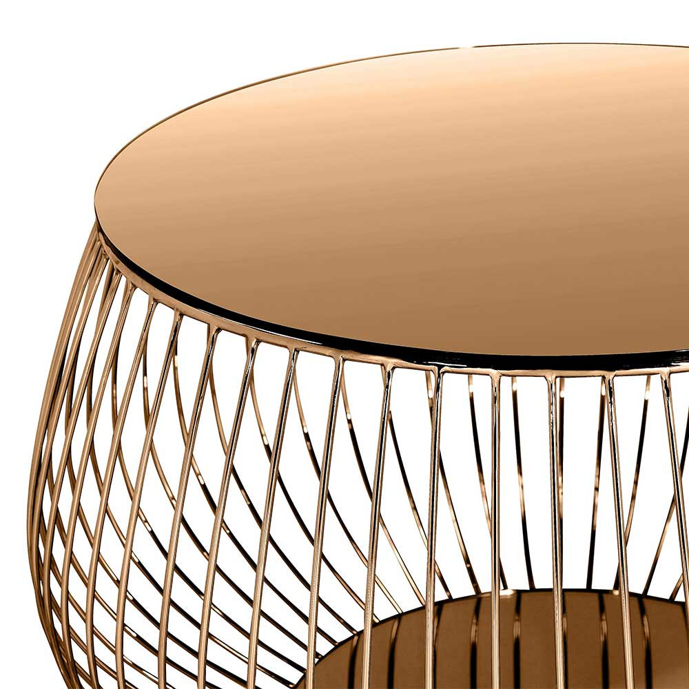 Couchtisch in Rosegold mit Glasplatte - Lelolenilia