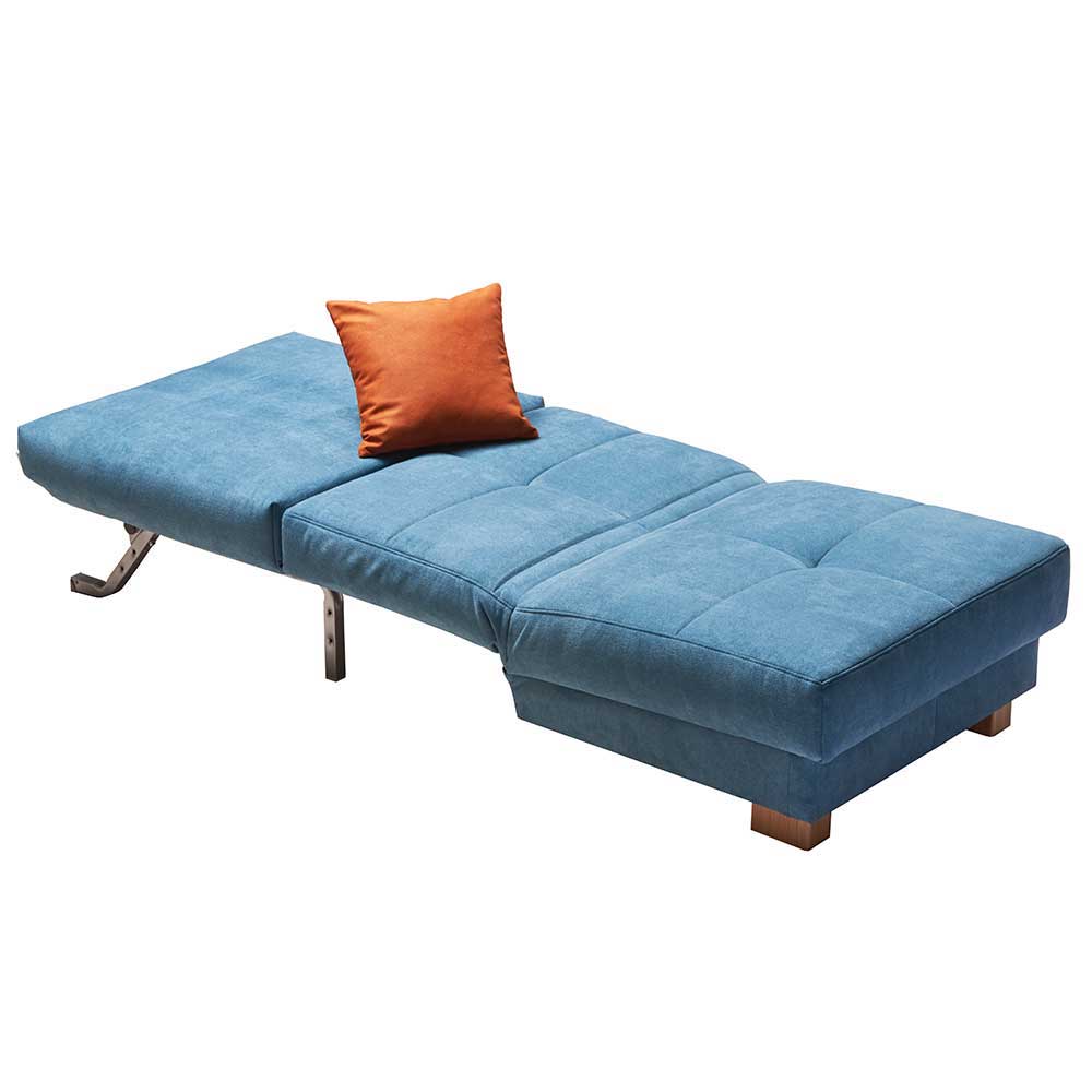 Schlafpolstersessel in Petrol Blau 80x200 cm Ultima mit Kissen Orange