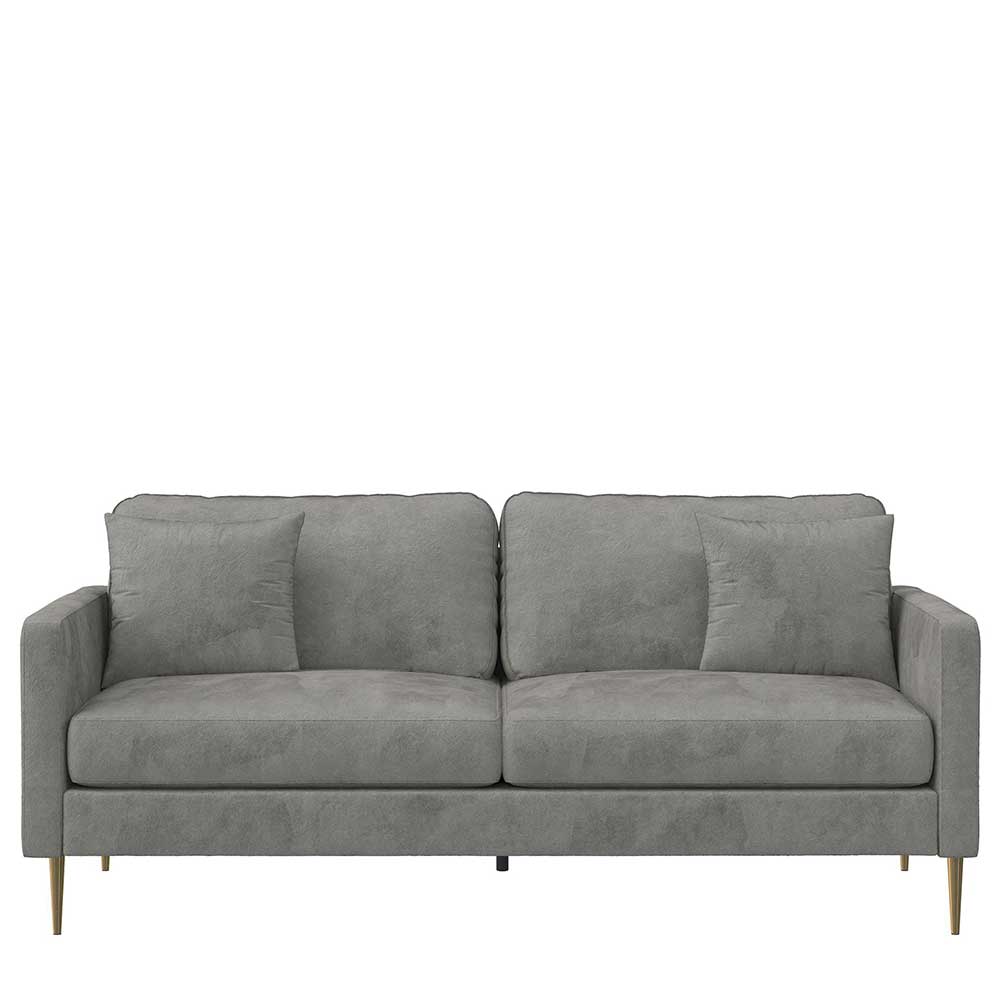 Dreisitzer Samtcouch in Grau - Hillion