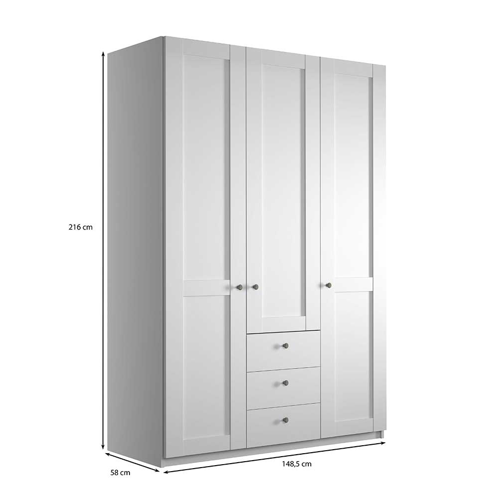 Kleiderschrank 3-türig mit 3 Schubladen - Flinn