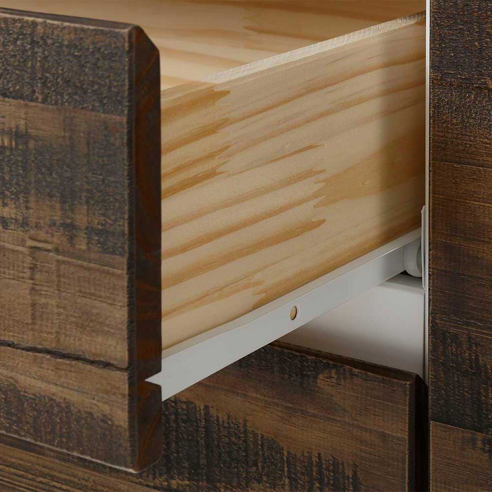 165x68x35 Sideboard in Weiß & Kiefer dunkel - Chihu
