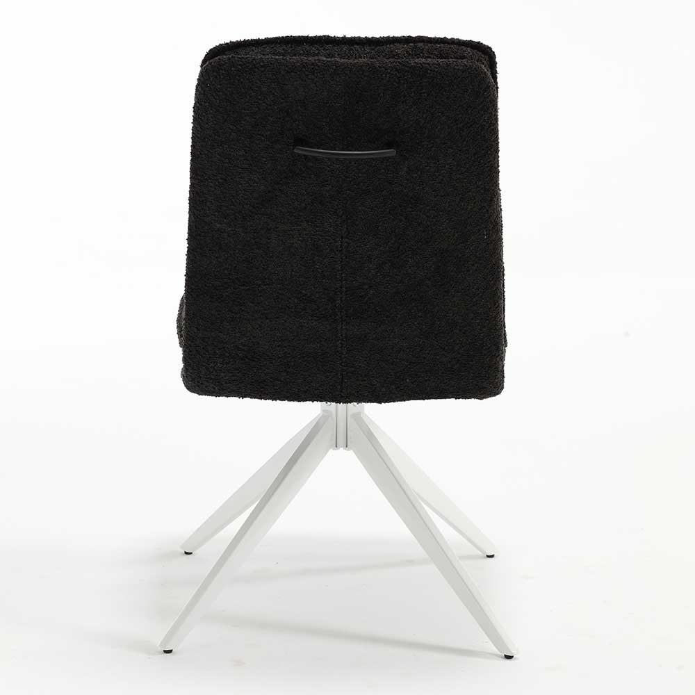 Esszimmer Drehstuhl aus Boucle Anthrazit - Calarina (2er Set)