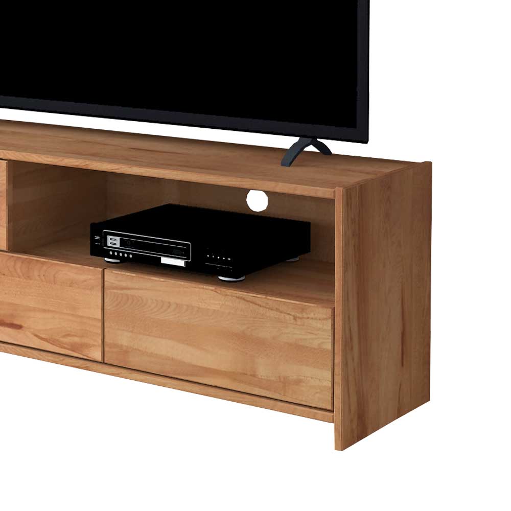 TV Lowboard aus Kernbuche Massivholz mit offenem Fach und Kabeldurchführung – Salomonia