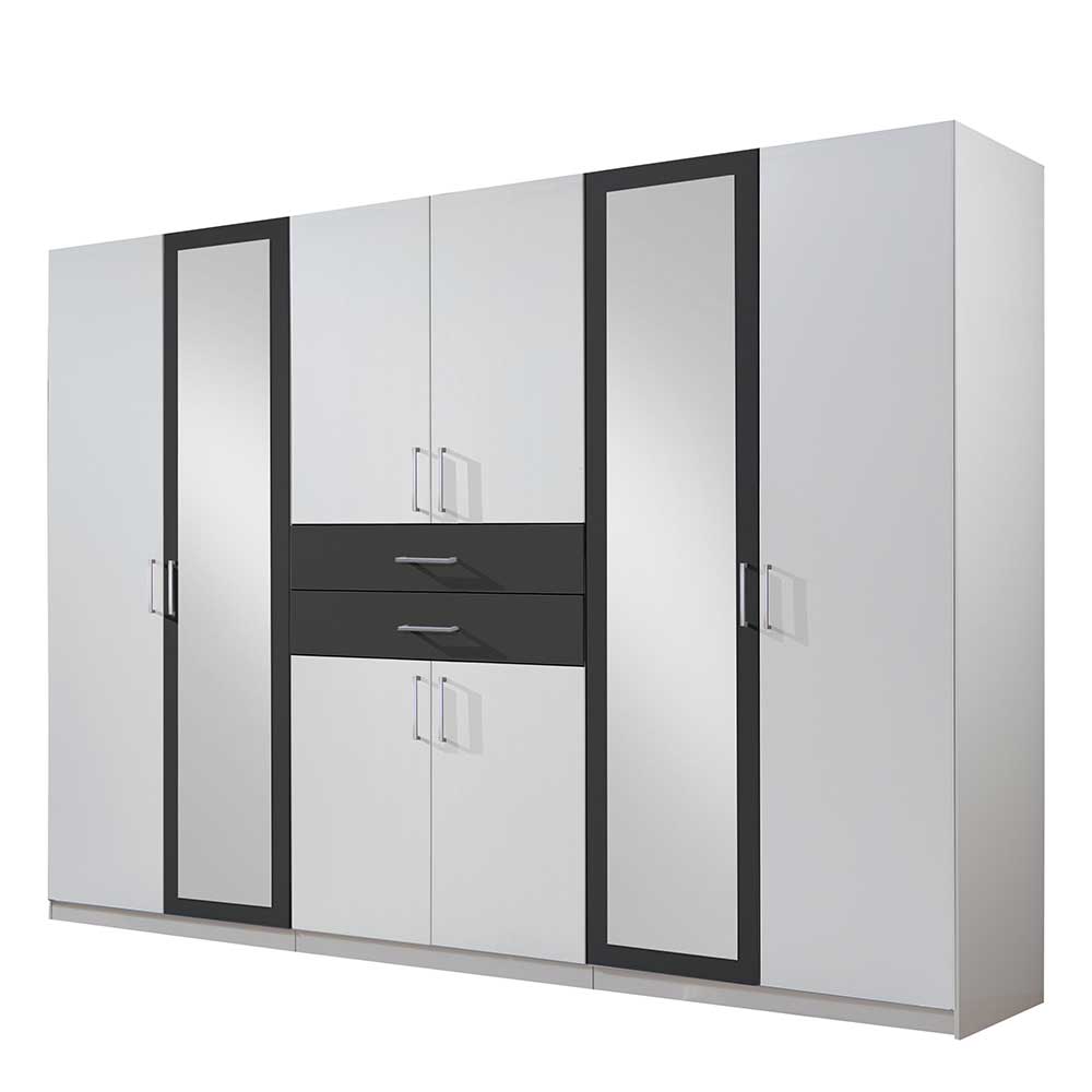 Schlafzimmerschrank in Weiß mit Dunkelgrau - Rosala