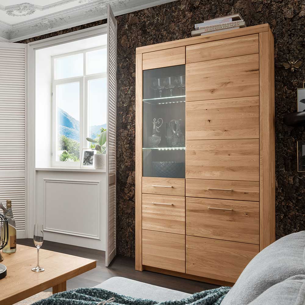 102x204x40 cm Wohnzimmer Holzschrank aus Wildeiche - Loitons