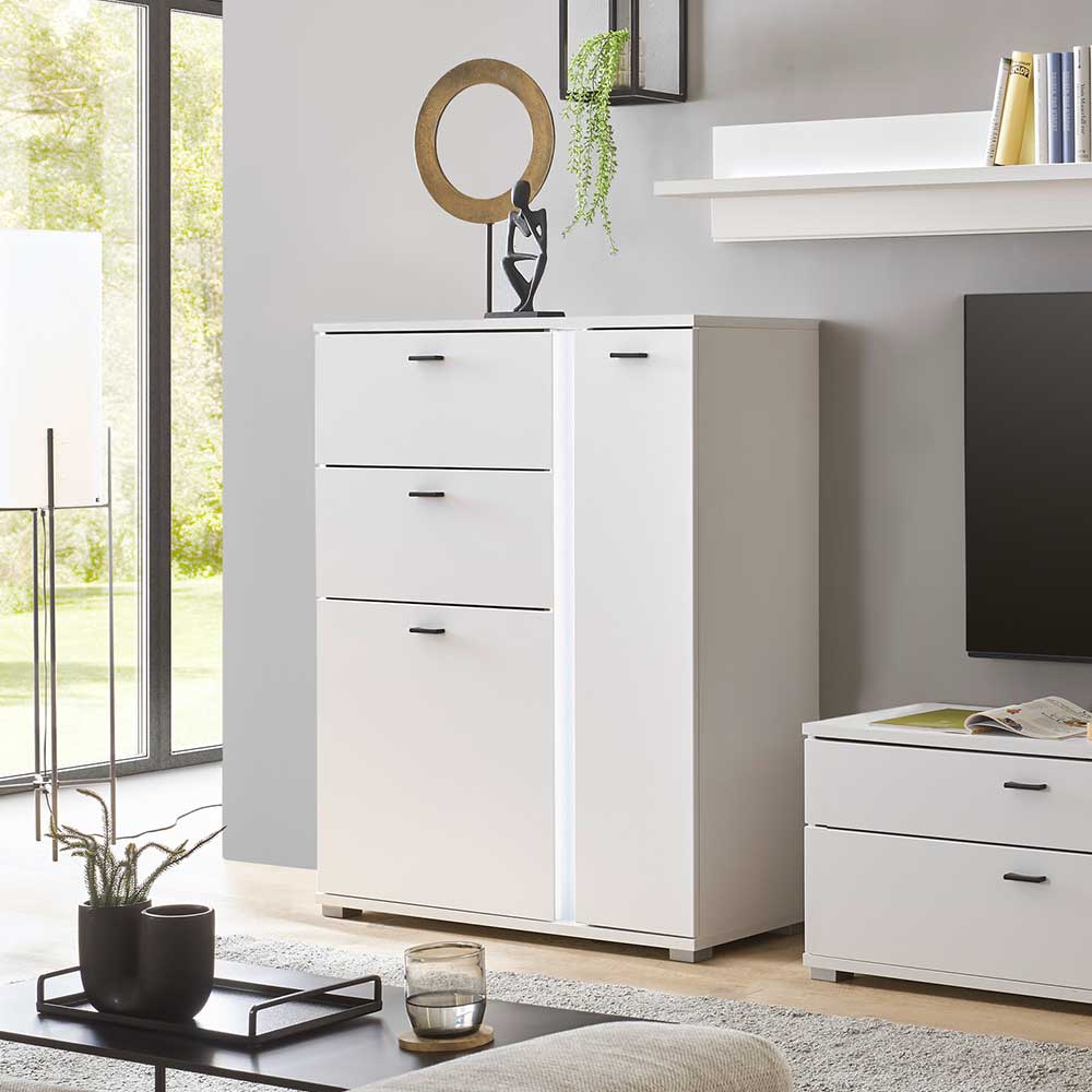 Weißes Highboard mit LED Beleuchtung - Tirol