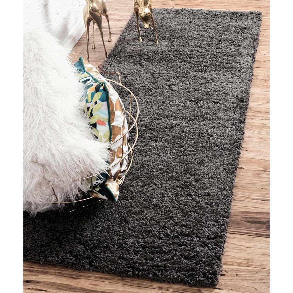 Dunkelgrauer Teppich mit Hochflor - Rosarios