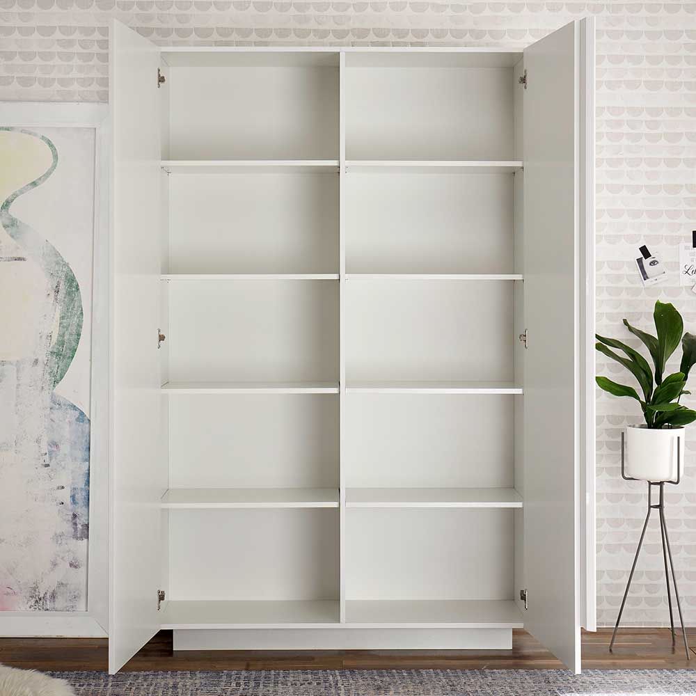 2-türiger Hochglanz Schrank in Weiß - Kerym