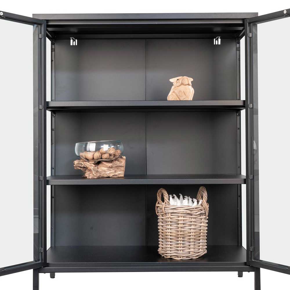80x102x40 Highboard Vitrine aus Glas & Stahl - Immy