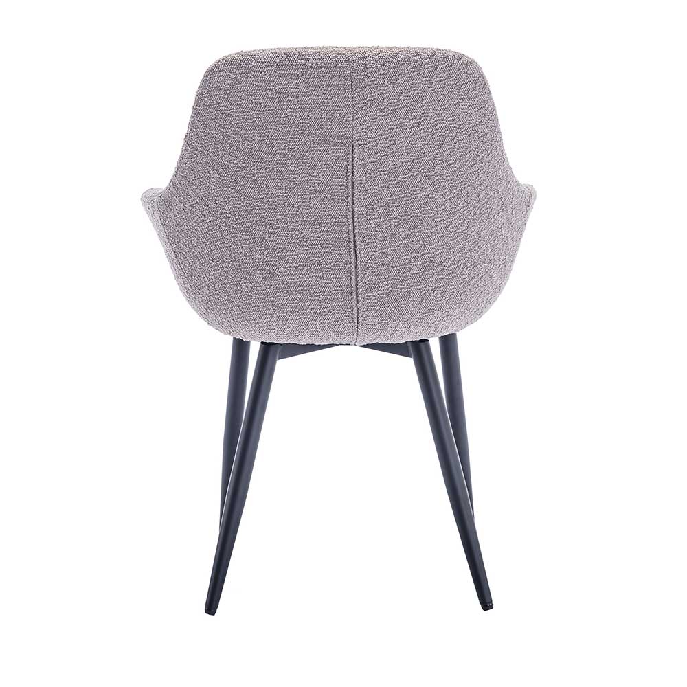 Tischsessel in Taupe aus Boucle Stoff - Kuraico (2er Set)