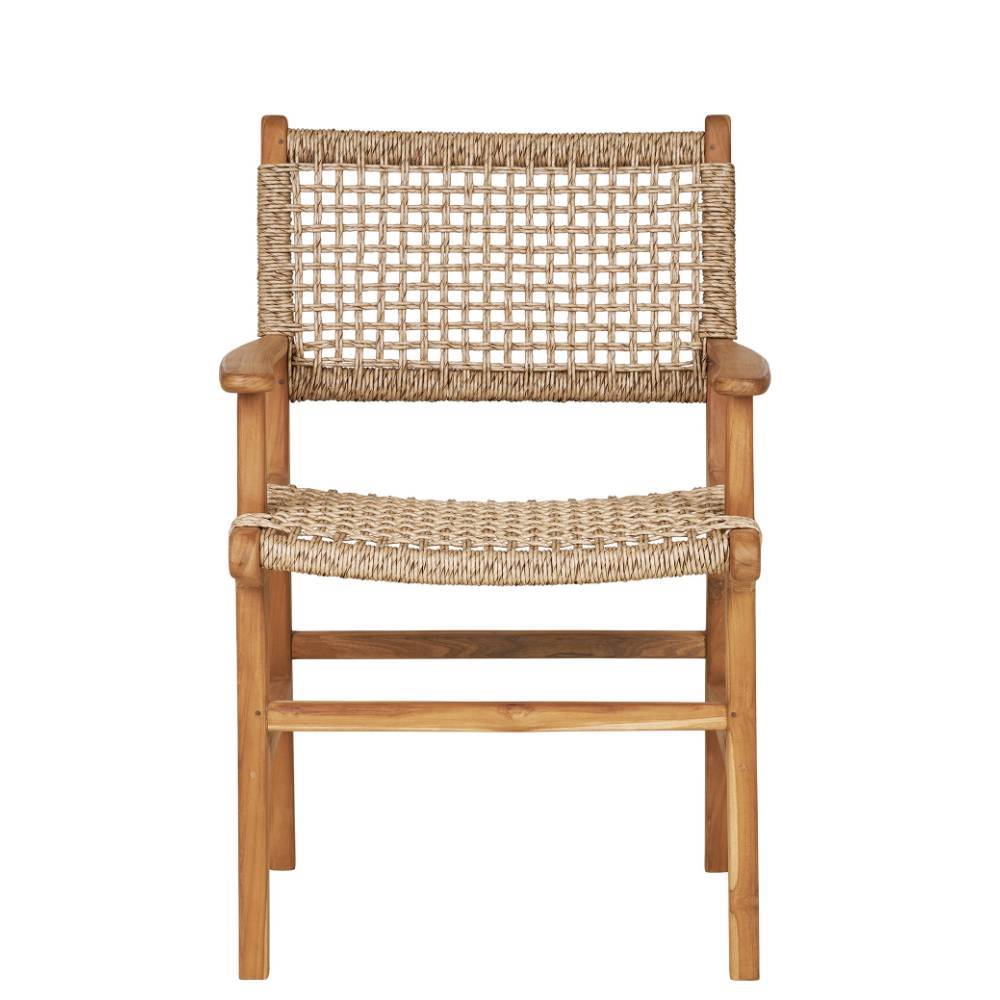 Teak Armlehnenstuhl mit Kordelgeflecht - Merlan (2er Set)