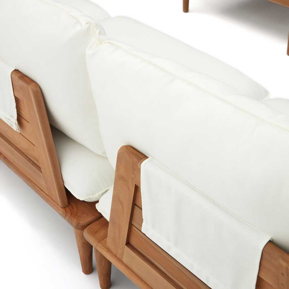 Gartensofa Teak mit beigen R
kenpolstern und robustem Holzgestell 
 Palm