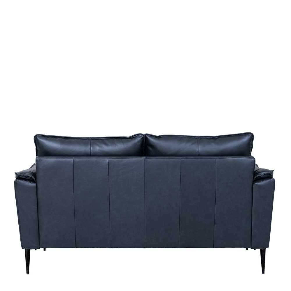 Schwarze Wohnzimmercouch aus Leder in Vintage Optik - Lagon