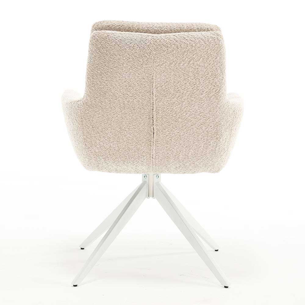 Boucle Armlehnenstuhl in Creme - Caragua (2er Set)