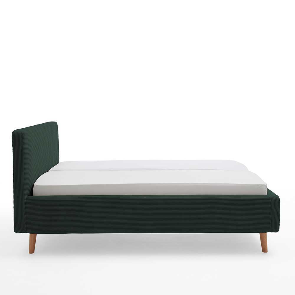 Doppelbett in Dunkelgrün Cord - Topra