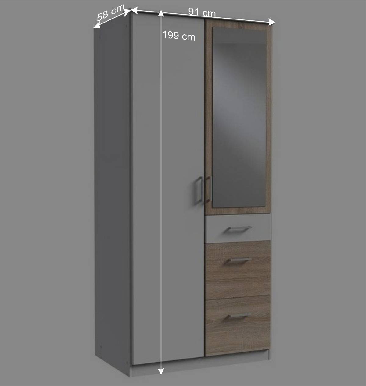 Kombi Kleiderschrank mit Türen & Schubladen - Magdelan