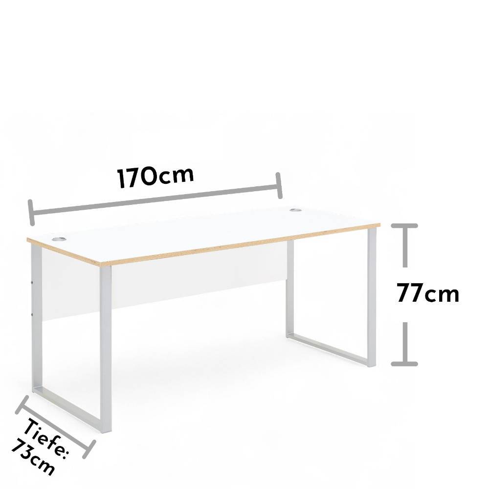 Bürotisch in Weiß und Eiche Optik - Anesto