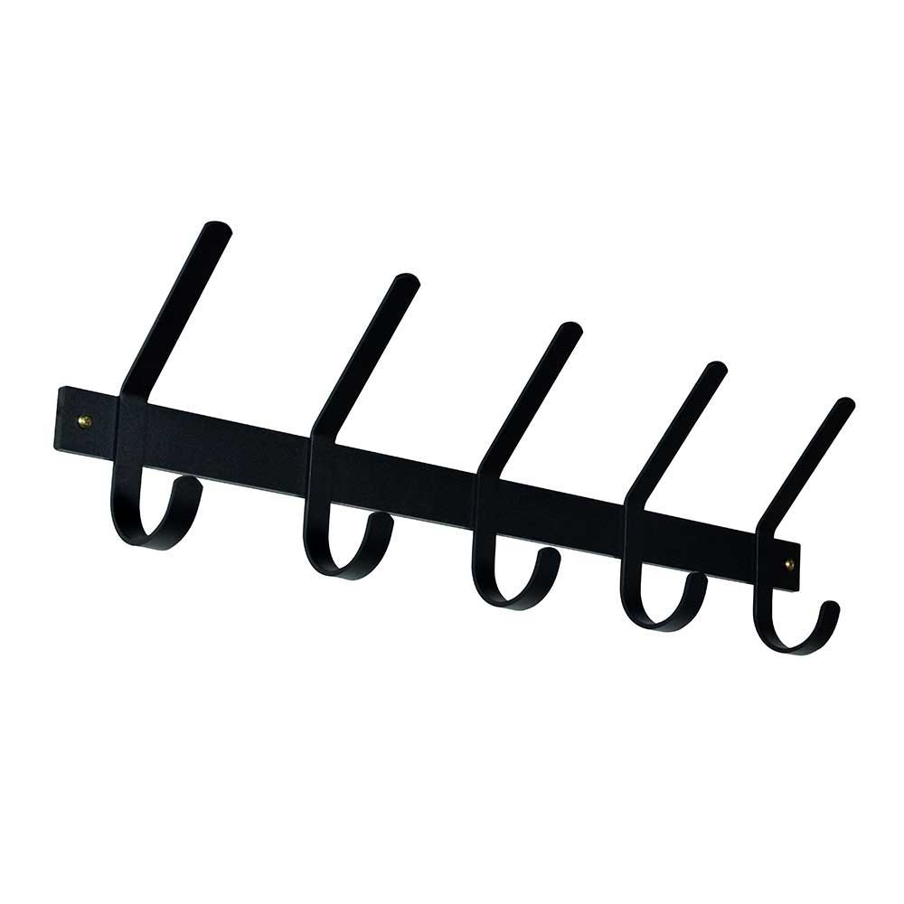 Schwarze Wandgarderobe mit 5 Haken aus robustem Stahl für Flur oder Diele – Soera