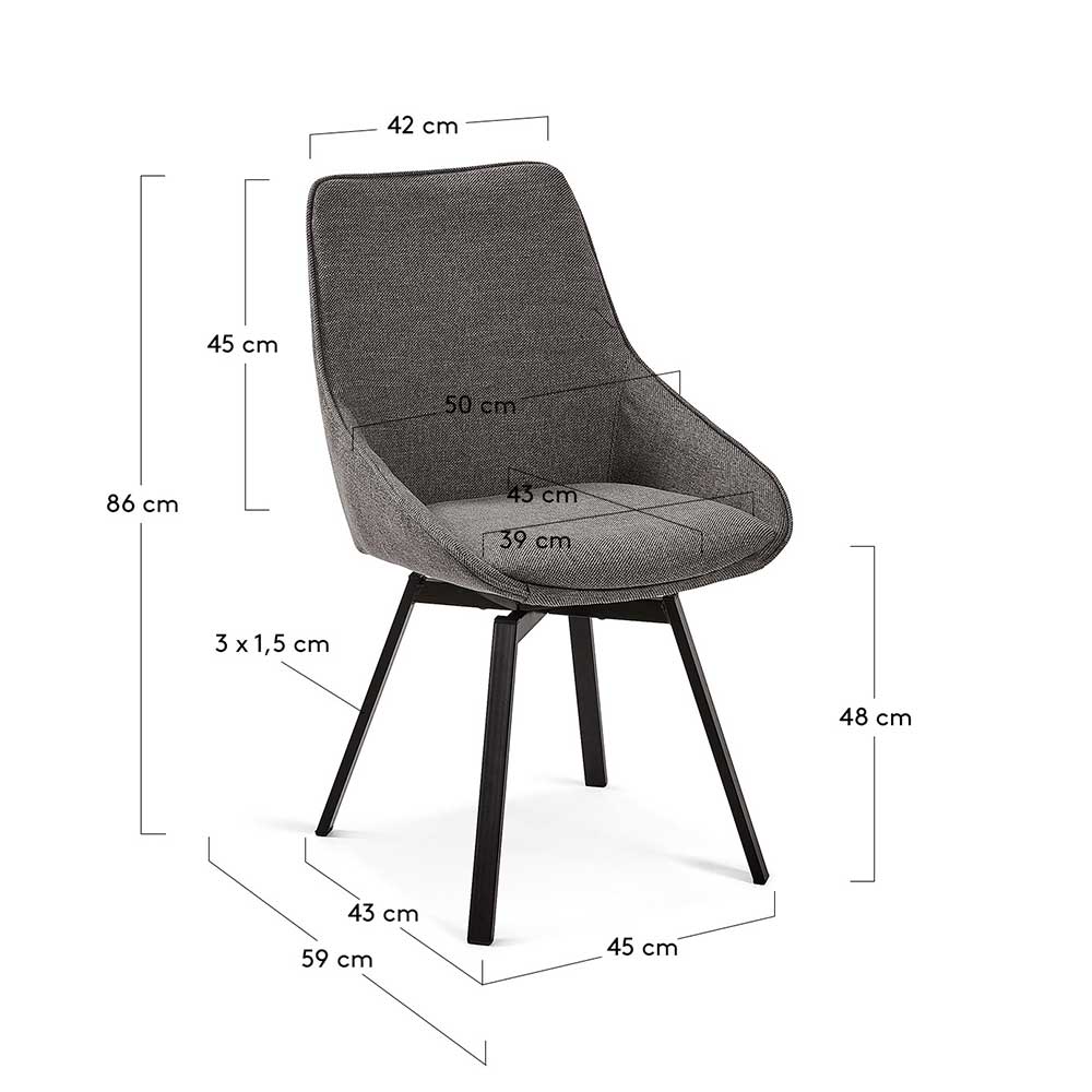 Moderne Schalensitz Stühle in Grau - Runina (2er Set)