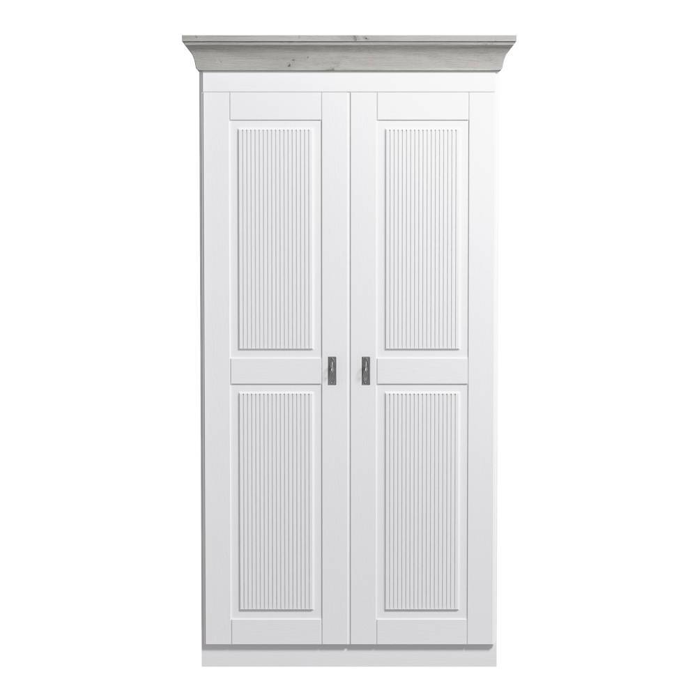 Country Style Schlafzimmerschrank in Weiß mit Grau - Caneon