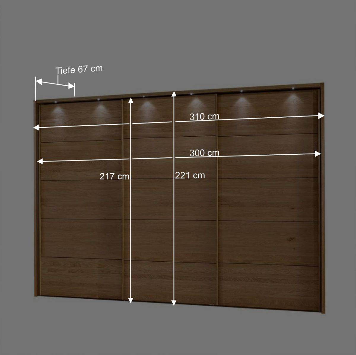 310 cm breiter Schrank aus Eiche Massivholz - Sendician