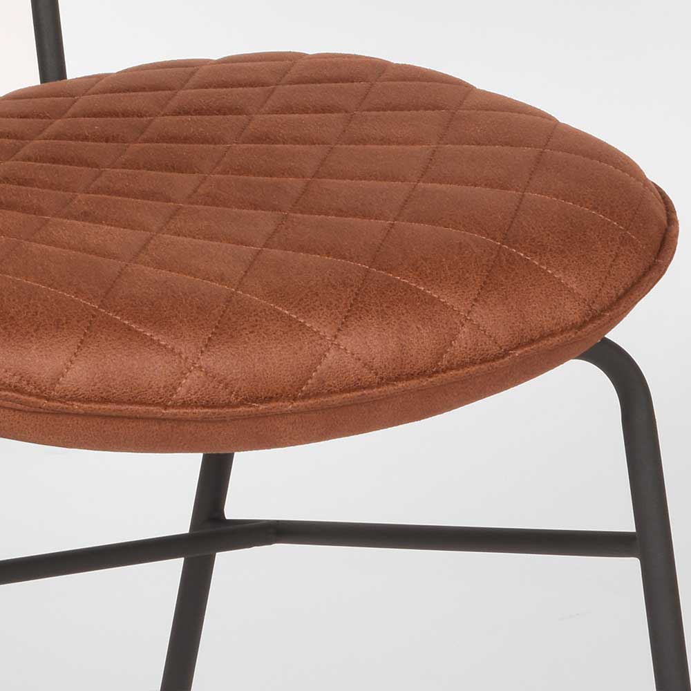 Microfaser Polsterstuhl in Braun Cognac - Vuressa (2er Set)