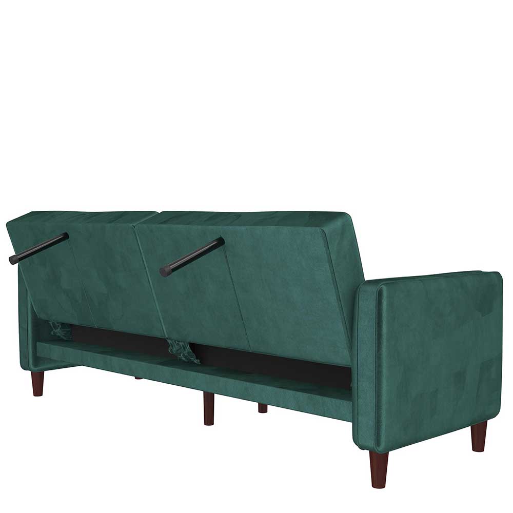 Samtsofa mit Bettfunktion in Grün - Puzi