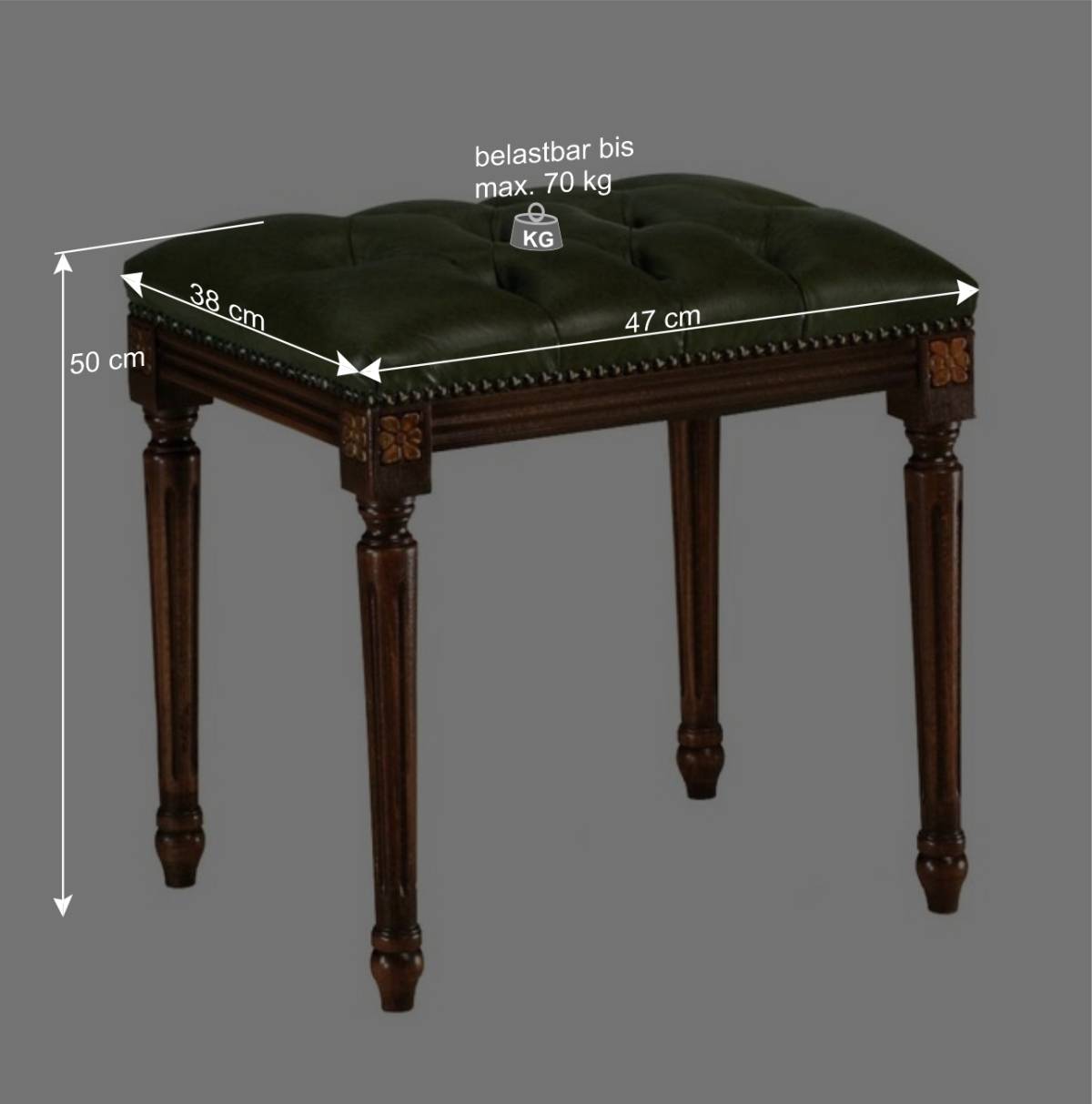 Chesterfield Polsterhocker Magari mit Kunstleder Grün