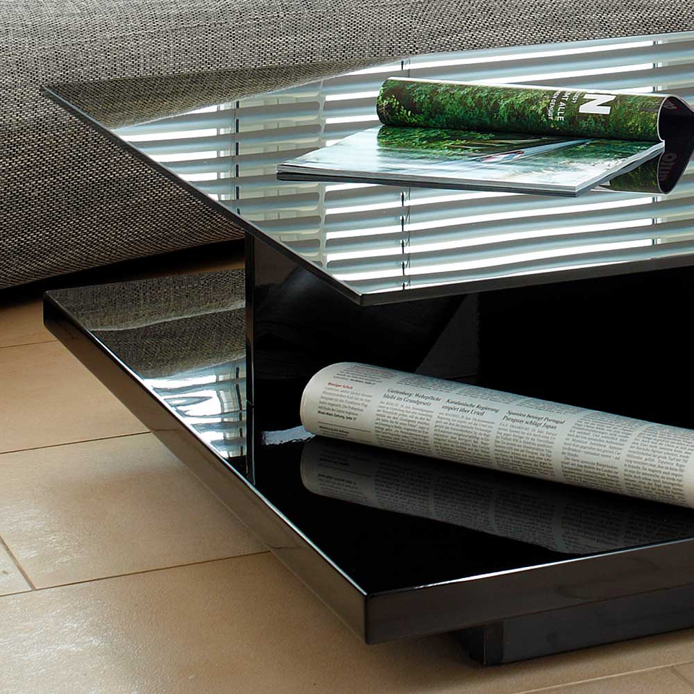 100x100 Couch Schubladentisch in Schwarz - Frunz