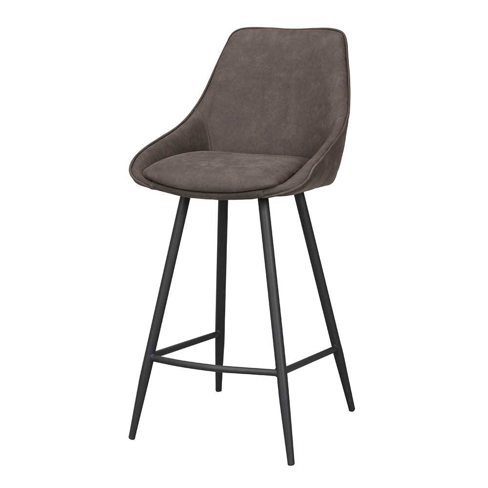Barstühle in Dunkelgrau Microfaser - Ireen (2er Set)