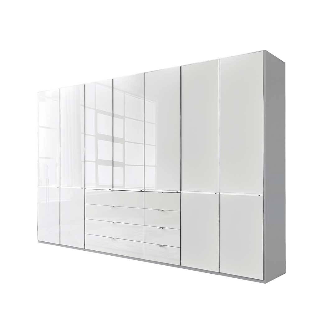 7-türiger Kleiderschrank in Weiß Glasfront - Rocca