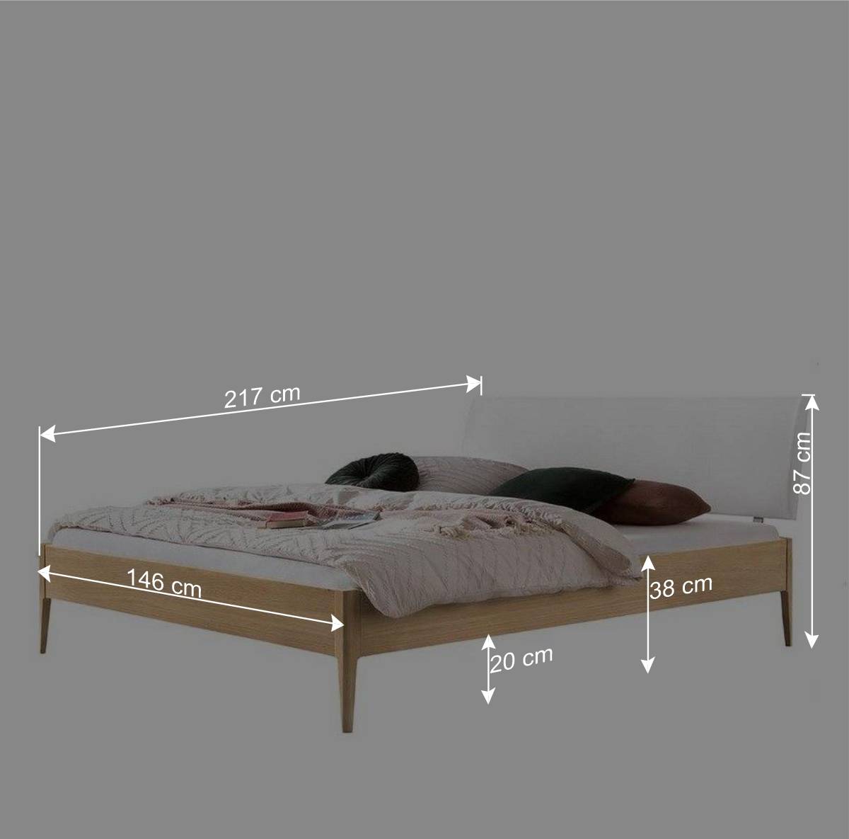 Bett mit Holzrahmen aus Eiche Hell - Lubines
