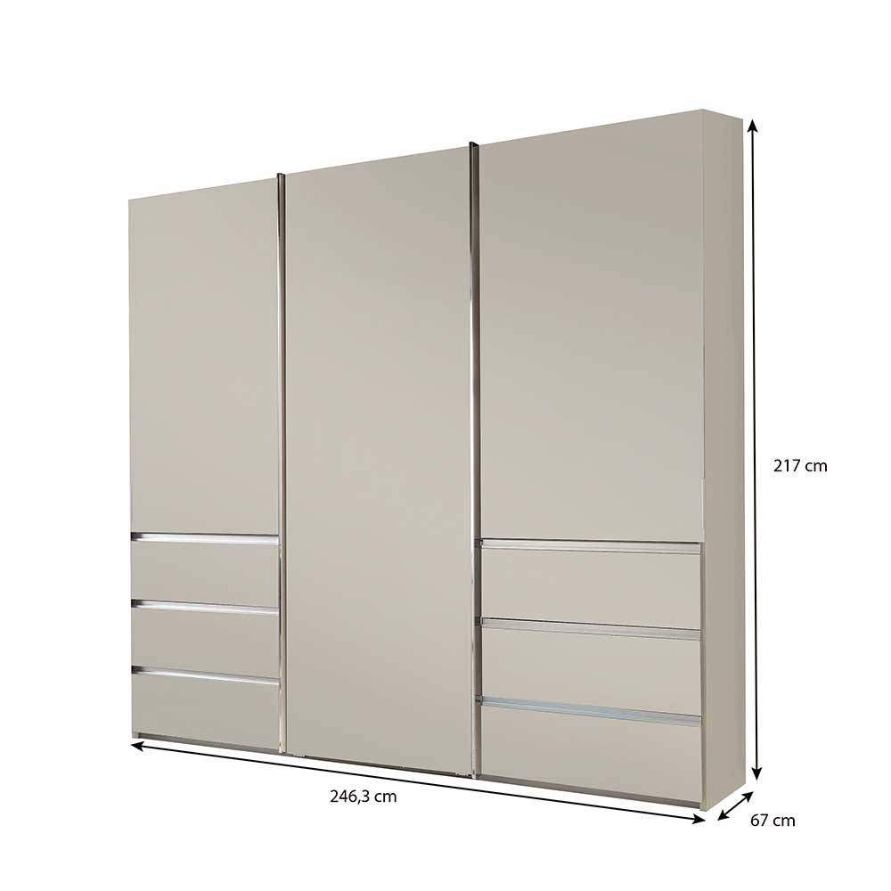Moderner Schwebetüren-Kleiderschrank in Champagner mit 217 cm Höhe und Abmessungen – Vilantinos