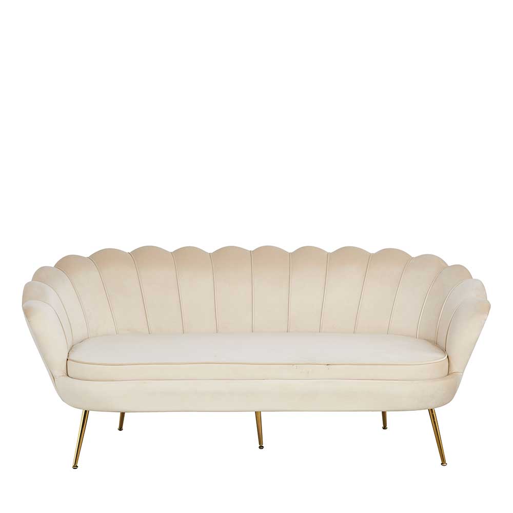Retrosofa Dreisitzer in Beige & Gold - Calls