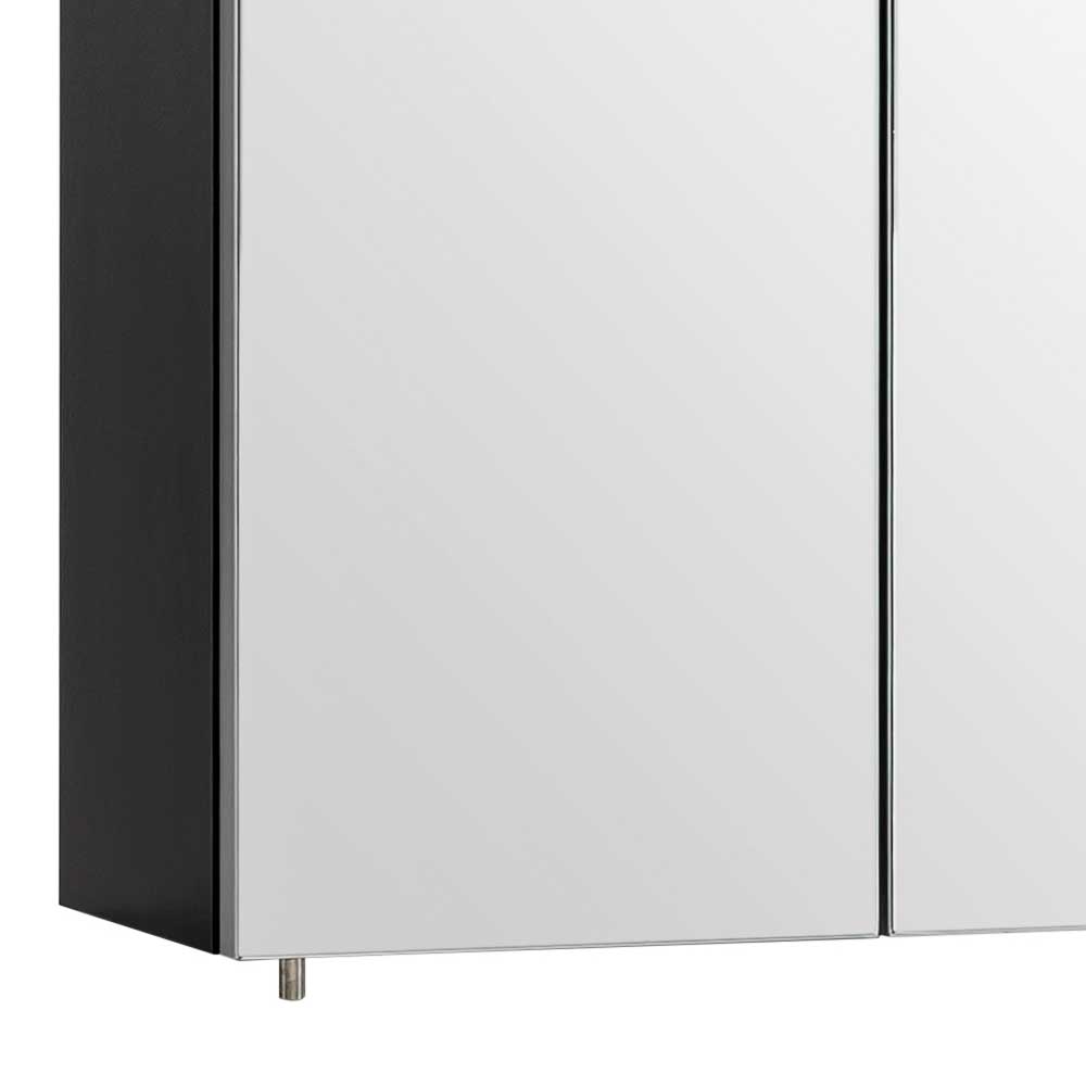 Schwarzer Bad-Spiegelschrank 3-türig - Riguna