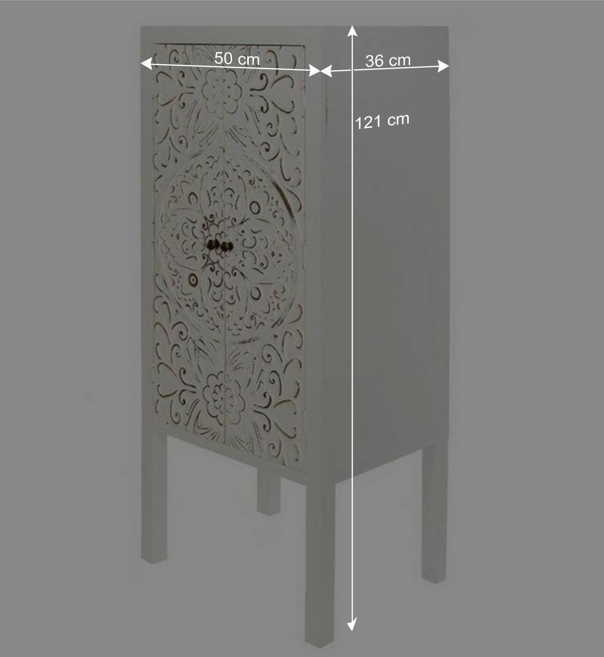 50x121x36 Shabby Chic Schrank mit Ornament Muster - Acacio