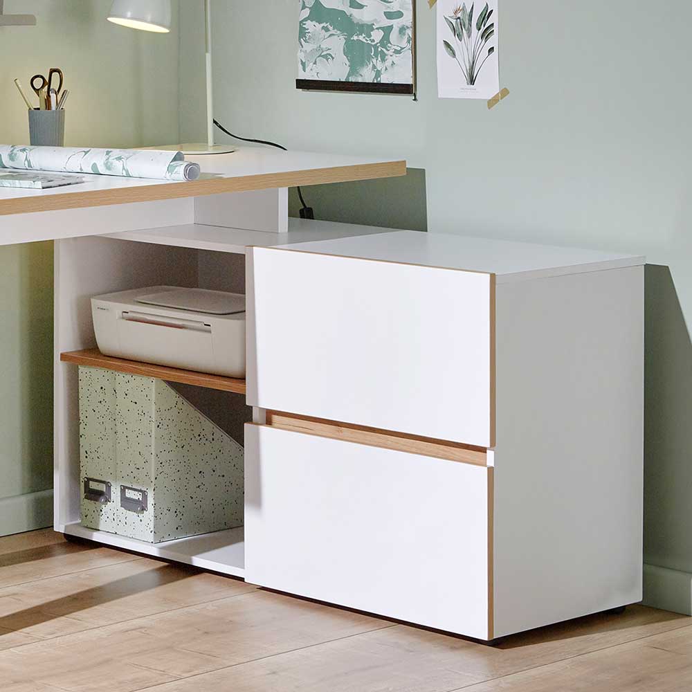 Winkel Skandi Design Schreibtisch mit Stauraum - Piatra