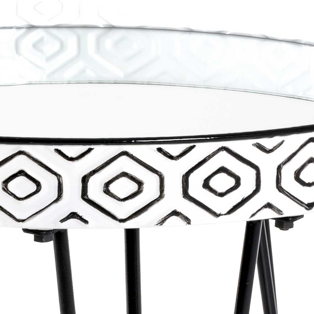 Runder Design Sofatisch mit Spiegelglas Platte - Delbra