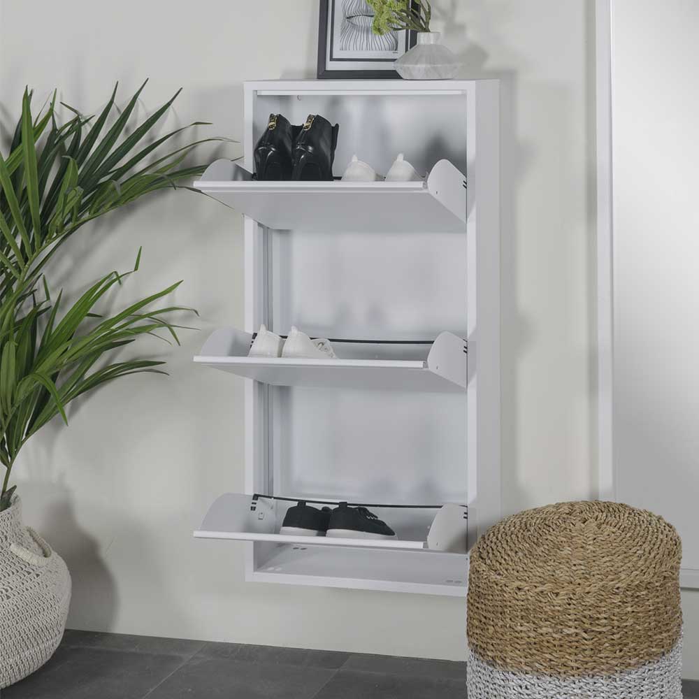 Stahl Schuhschrank in Weiß pulverbeschichtet - Donzai