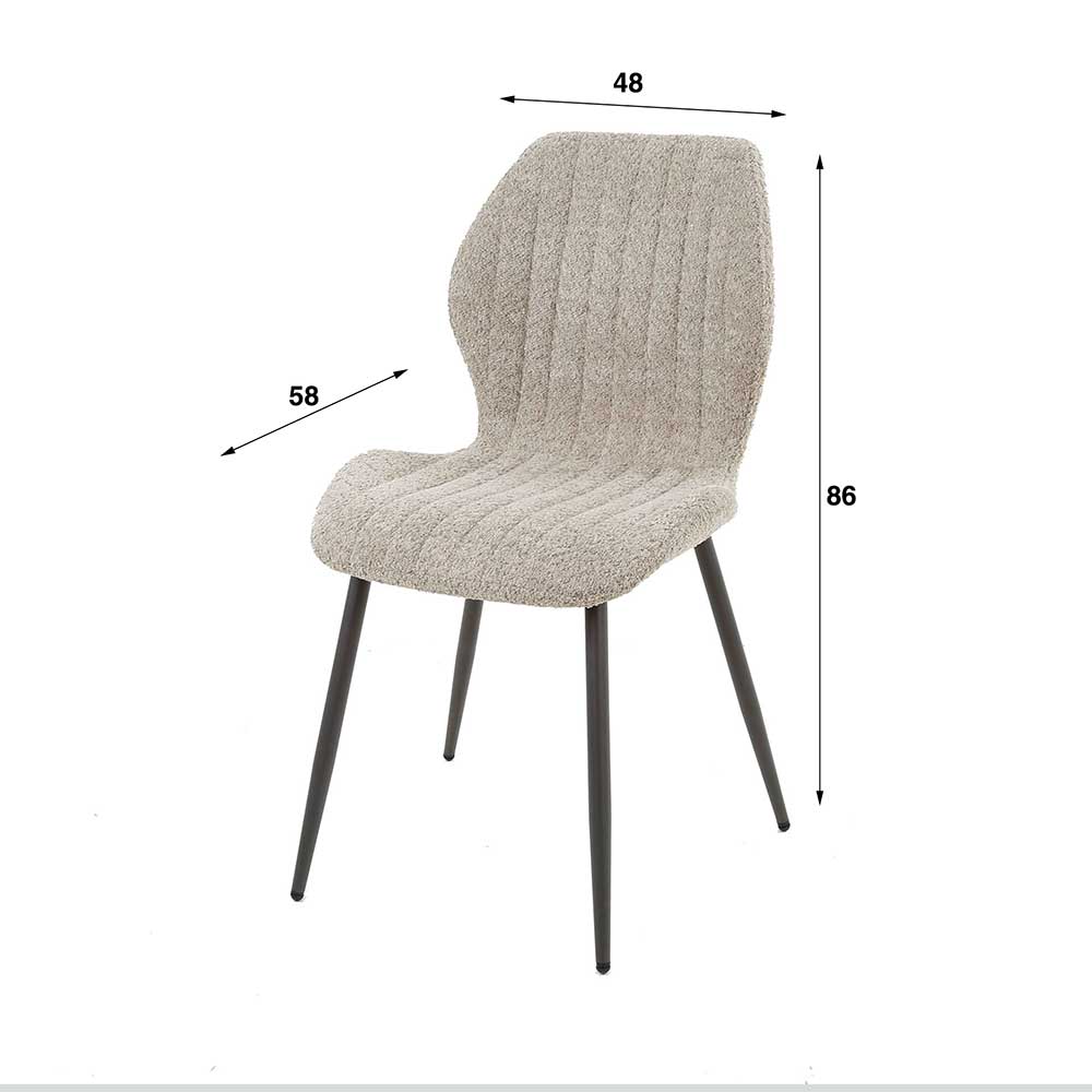 Boucle Schalenstuhl in Beige - Zogaria (4er Set)
