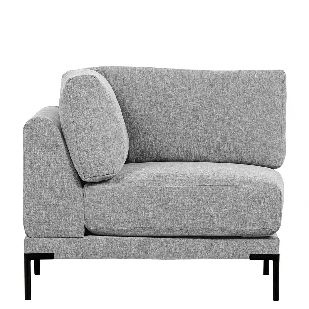 Hellgraues modulares Ecksofa Element von vorne mit schwarzem Metallgestell – Horedion