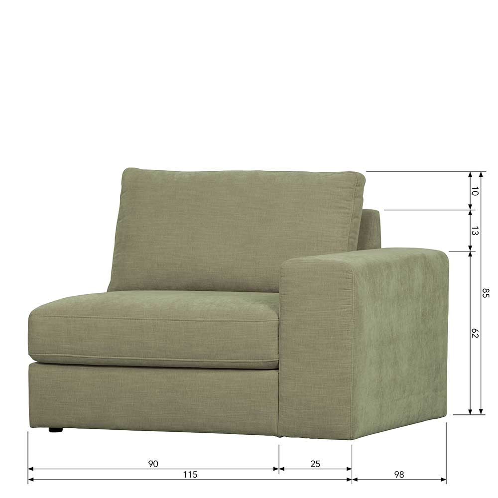 Modulare Couch - Endelement mit Armlehne rechts - Perconia