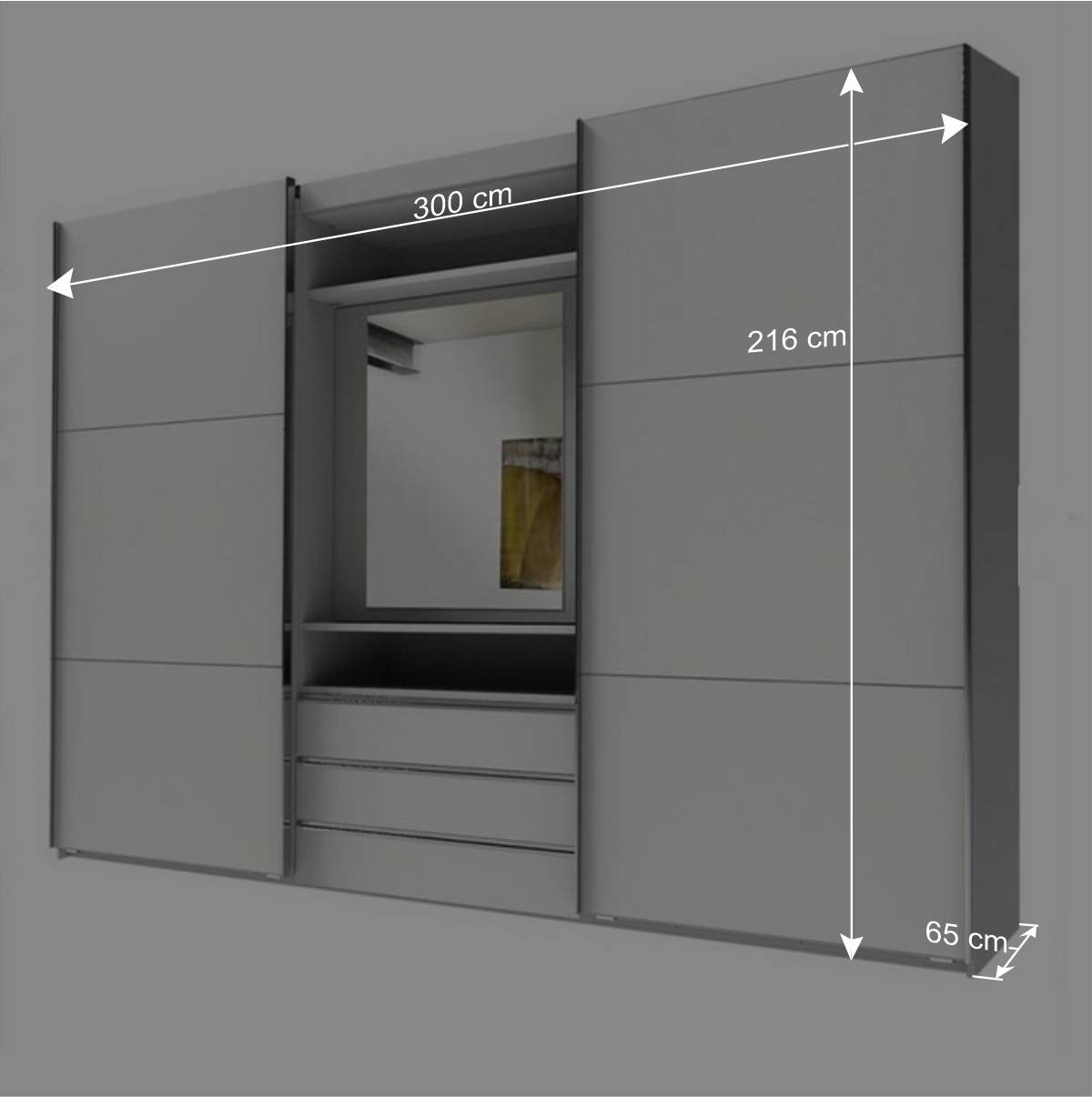Weißer Design-Kleiderschrank mit Schwebetüren - Gastruna