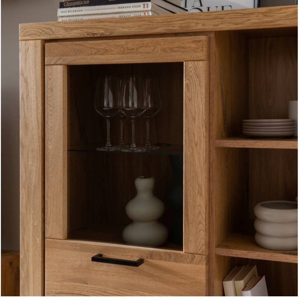 Highboard mit Glas in Wildeiche - Scarlett