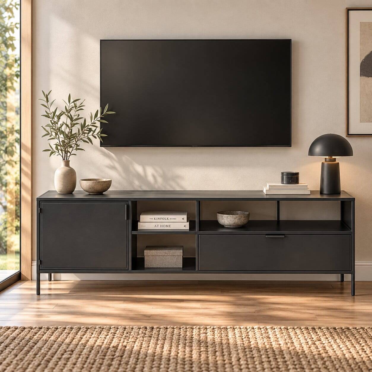 TV Lowboard aus schwarzem Metall - Magde