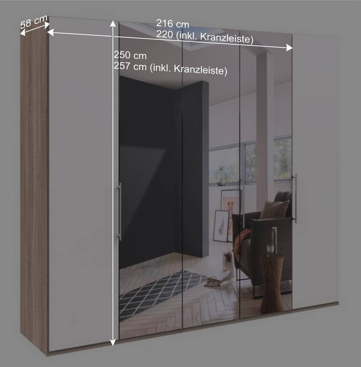Weißer Schlafzimmer-Schrank mit Spiegeln - Vaclyn