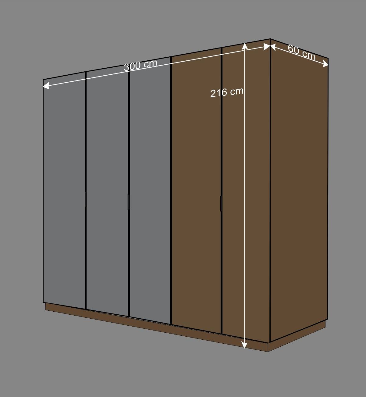 5-türiger Kleiderschrank aus Wildeiche & Weißglas - Mangaly
