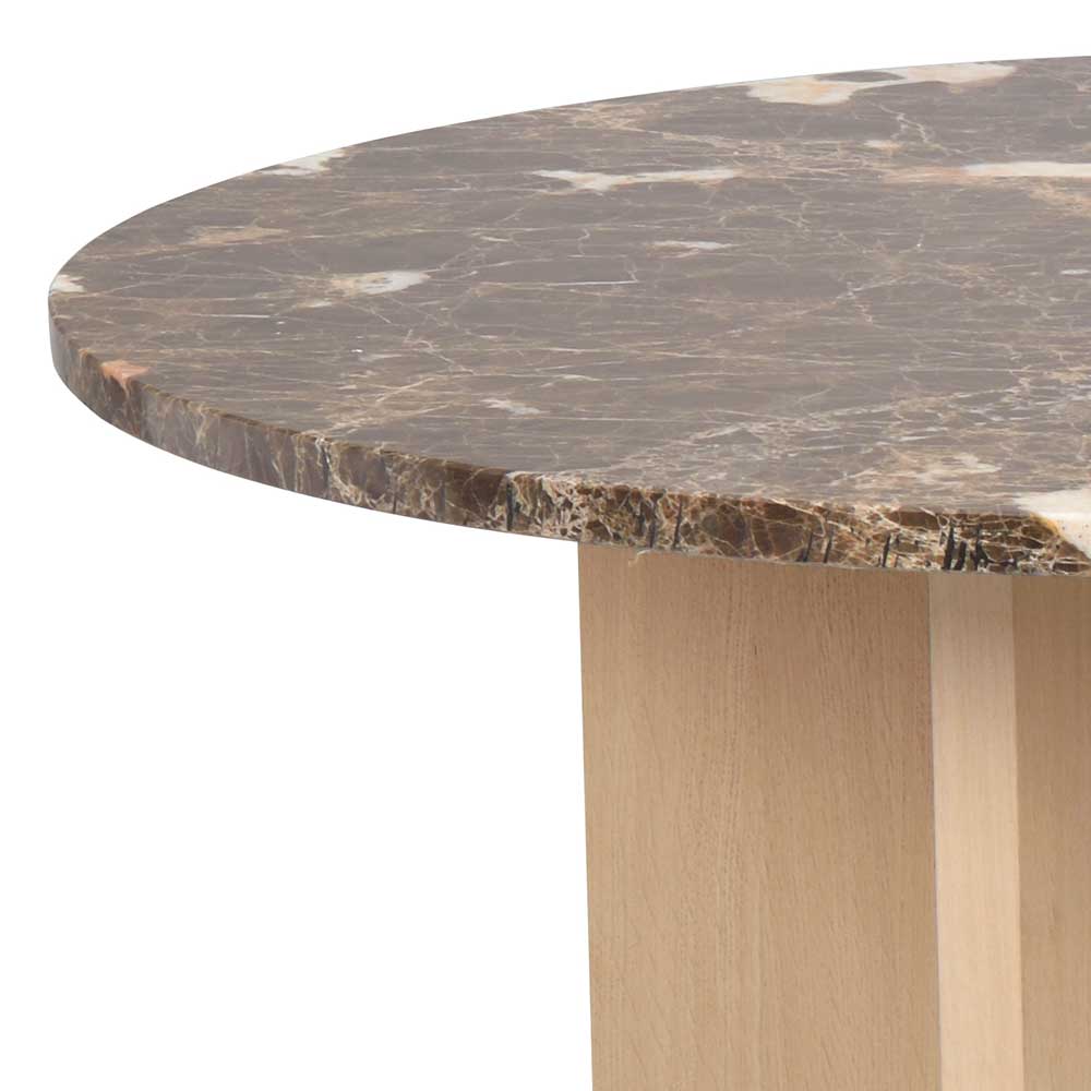 Runder Sofatisch mit Marmorplatte Braun - Pluggia