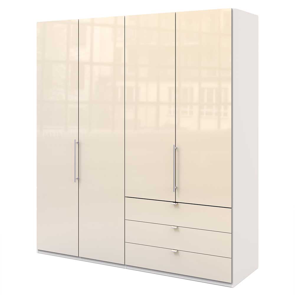 Falttüren Kleiderschrank in Creme Glas - Zidarie