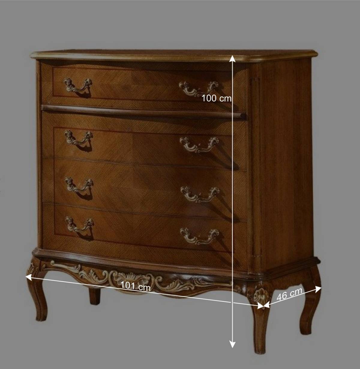 101x100x46 Schubladen-Kommode in Nussbaum - Aciara